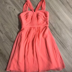 David’s Bridal Y-Neck Ruched Crinkle Chiffon